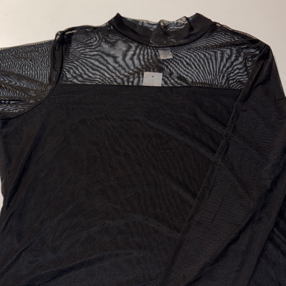 Ashley Stewart Elegant Black Sheer Blouse NWT